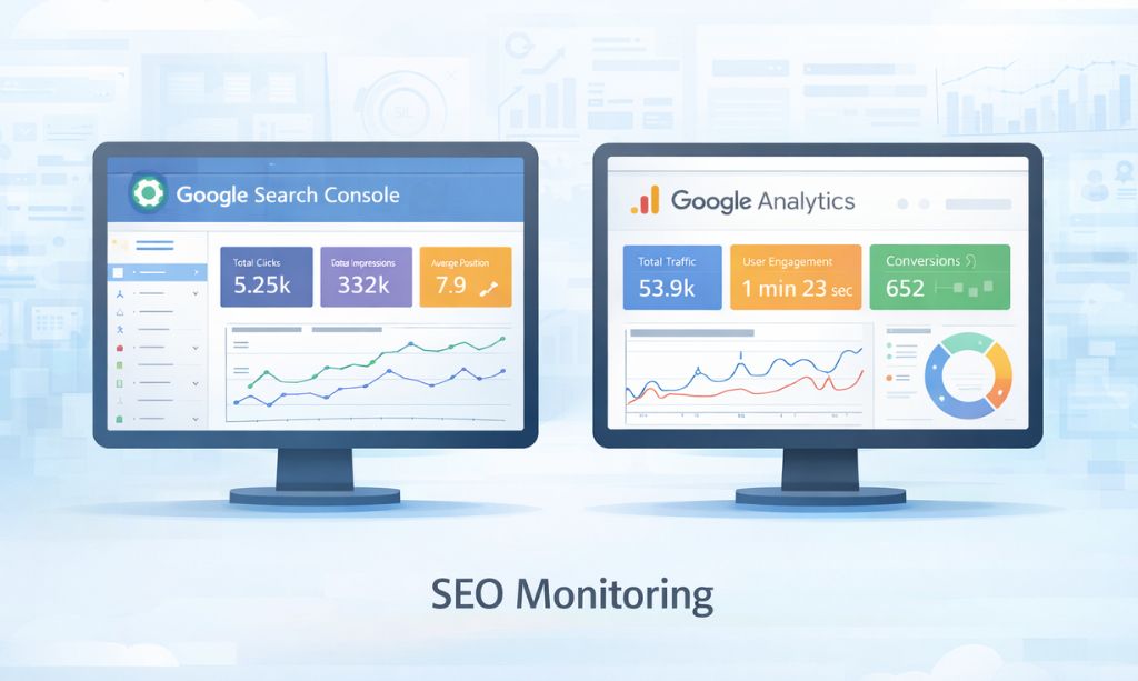 Google Search Console and Analytics tools for SEO tracking
