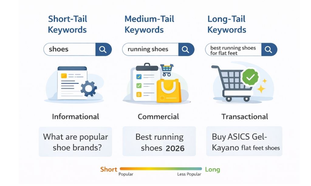 Short tail and long tail keywords explained for SEO beginners
