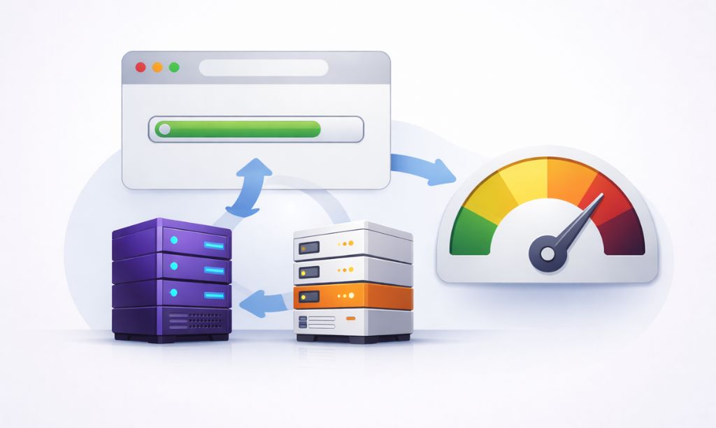 Hostinger vs Namecheap: Our 30-Day Hands-On Test for Beginners (January 2026) 3 Web hosting performance and speed test illustration