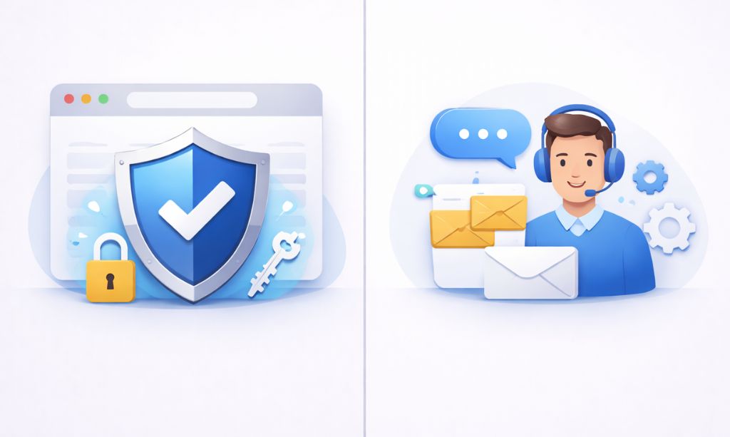 Hostinger vs Namecheap: Our 30-Day Hands-On Test for Beginners (January 2026) 5 Web hosting security and customer support illustration