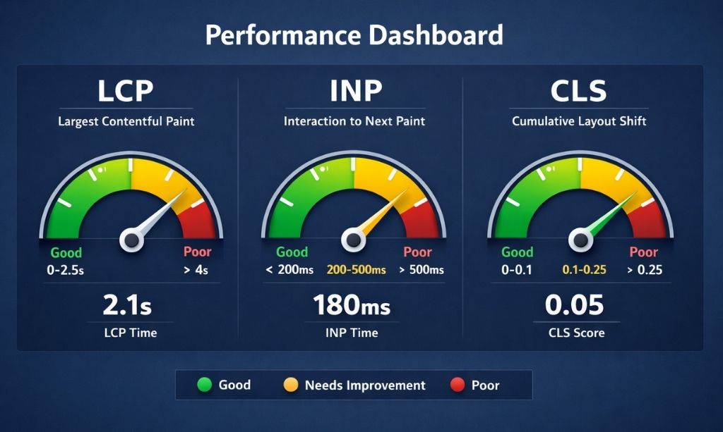 core web vitals lcp inp cls explained
