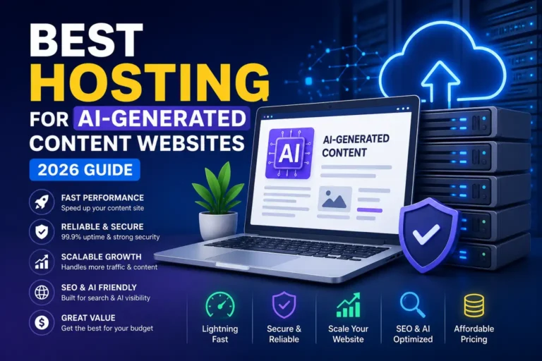 Best hosting for AI-generated content websites in 2026 showing fast, scalable, and SEO-friendly hosting solutions for content-heavy websites